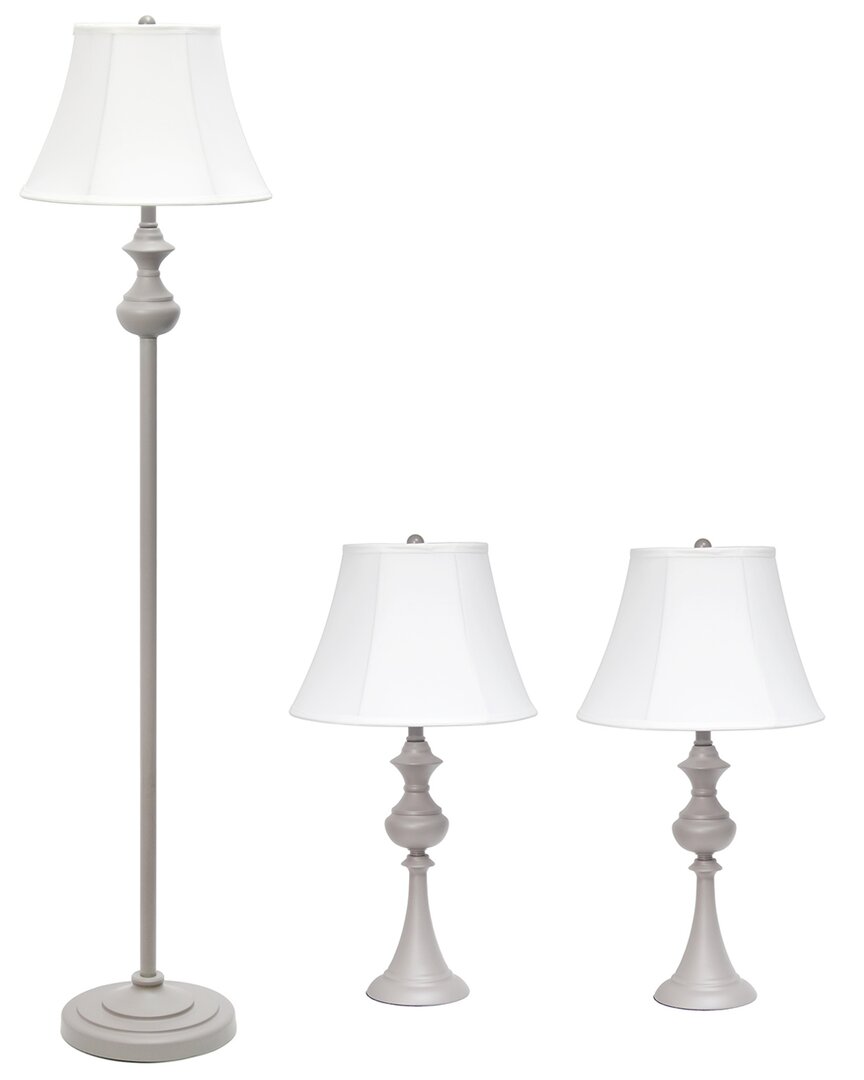 Lalia Home Laila Home Traditionally Crafted 3 Pack Lamp Set (2 Table Lamps In Gray