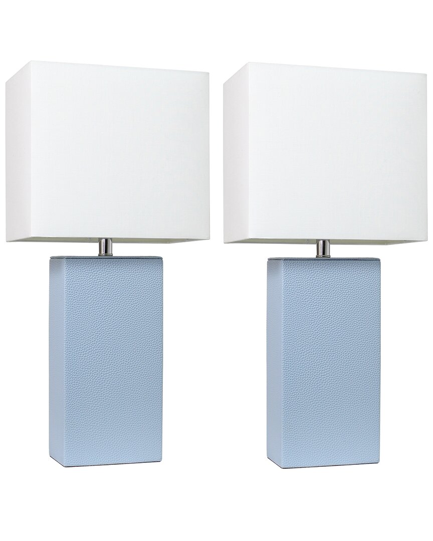 Lalia Home Laila Home 2pk Modern Leather Table Lamps With White Fabric Shades In Periwinkle