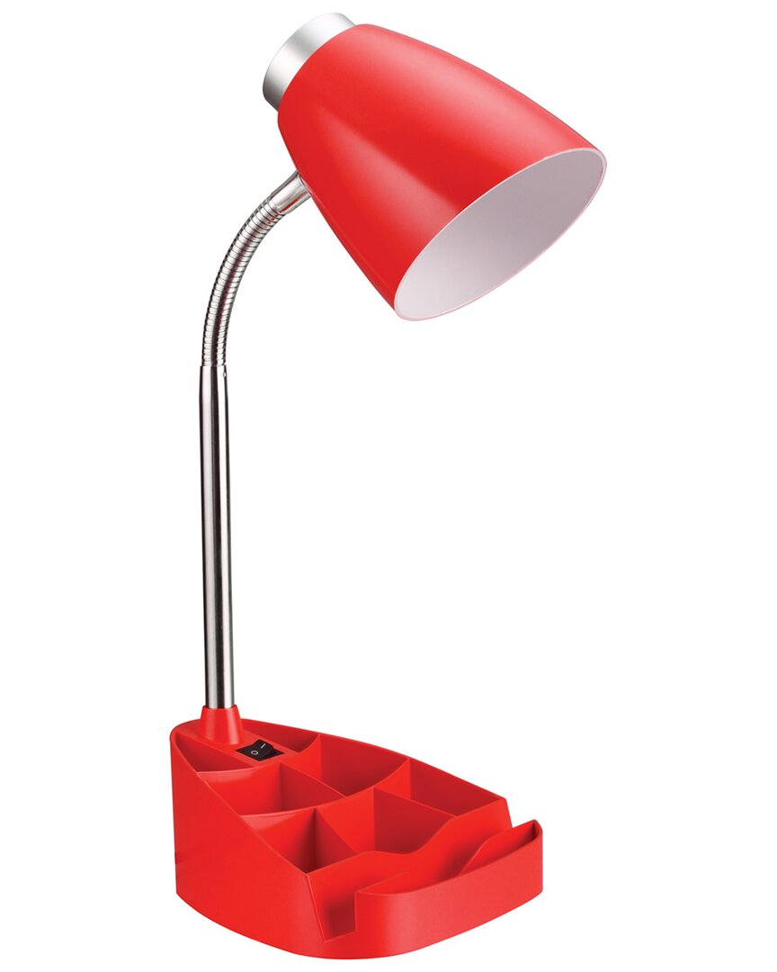 Lalia Home Laila Home Gooseneck Organizer Desk Lamp With Ipad Tablet Stand Book Holder In Red