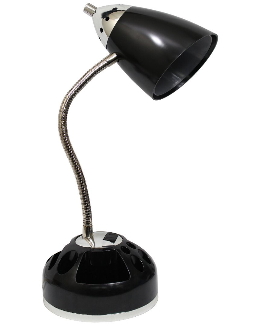 Lalia Home Laila Home Flossy Organizer Desk Lamp With Charging Outlet Lazy Susan Base In Black