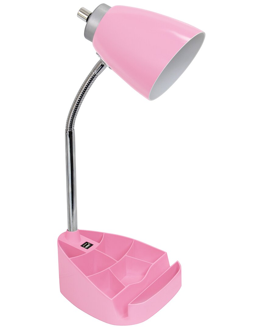Lalia Home Laila Home Gooseneck Organizer Desk Lamp With Ipad Tablet Stand Book Holder And Usb Port In Pink
