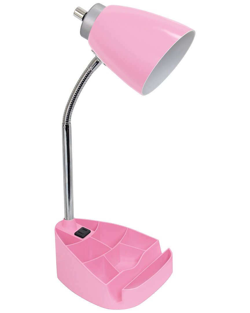 Lalia Home Laila Home Gooseneck Organizer Desk Lamp With Ipad Tablet Stand Book Holder And Charging Outlet In Pink