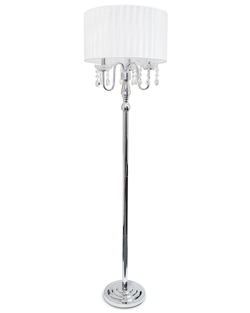 Lalia Home Laila Home Trendy Romantic Sheer Shade Floor Lamp With Hanging Crystals In Silver