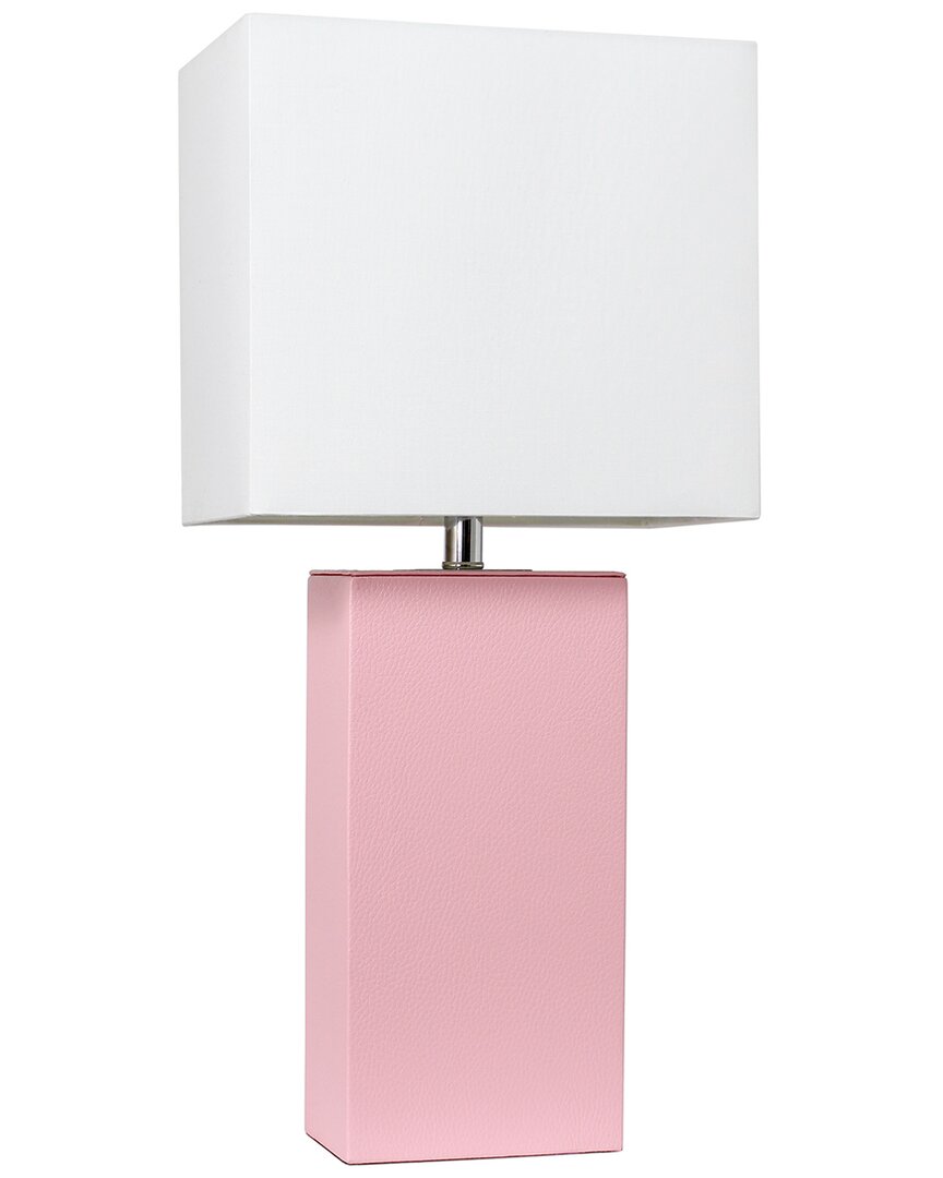 Lalia Home Laila Home Modern Leather Table Lamp With White Fabric Shade In Pink