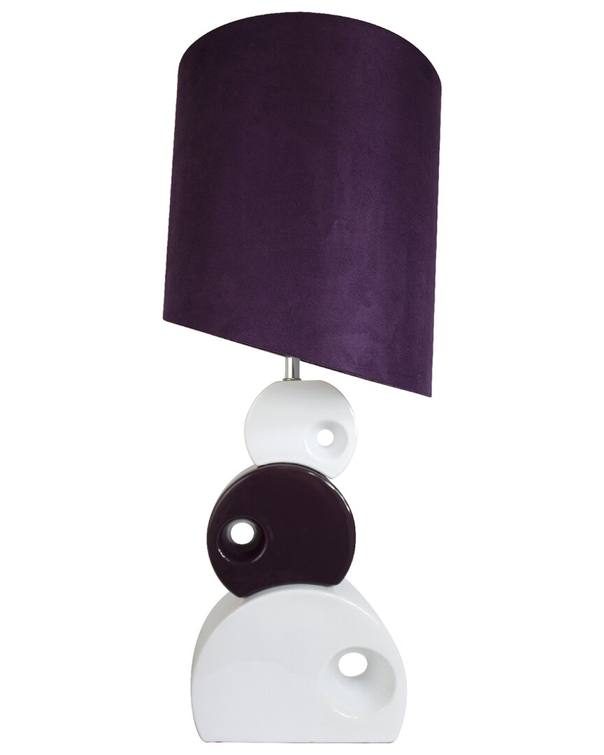 Lalia Home Laila Home Purple And White Stacked Circle Ceramic Table Lamp With Asymmetrical Shade