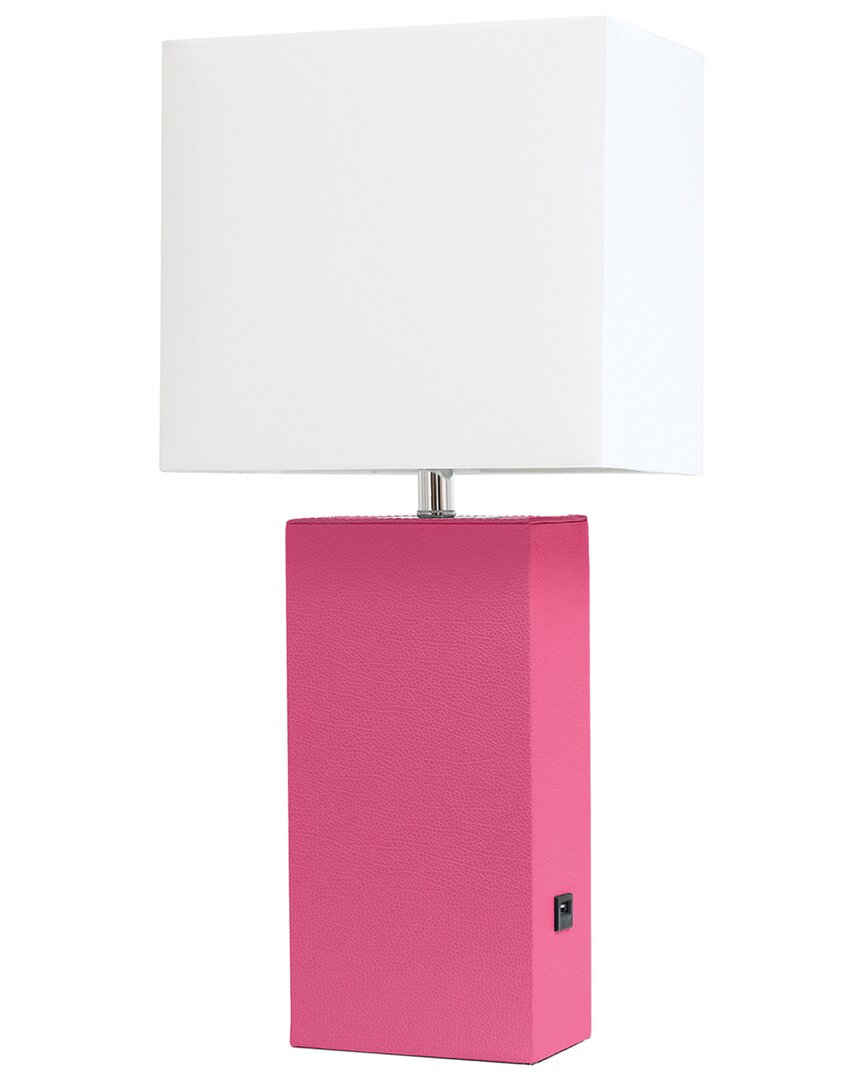 Shop Lalia Home Laila Home Modern Leather Table Lamp With Usb And White Fabric Shade In Pink