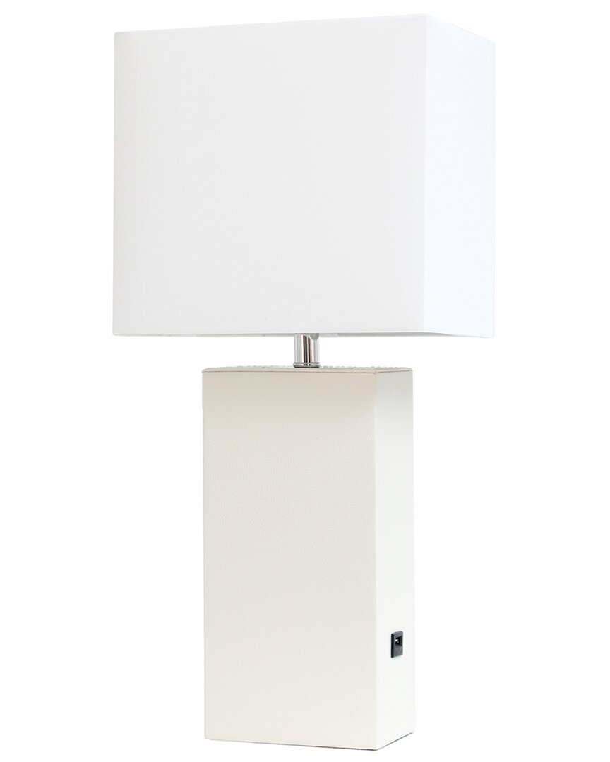 Lalia Home Laila Home Modern Leather Table Lamp With Usb And White Fabric Shade