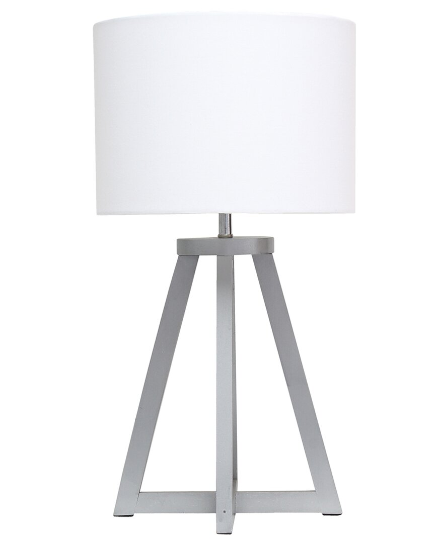 Lalia Home Laila Home Interlocked Triangular Gray Wood Table Lamp With White Fabric Shade