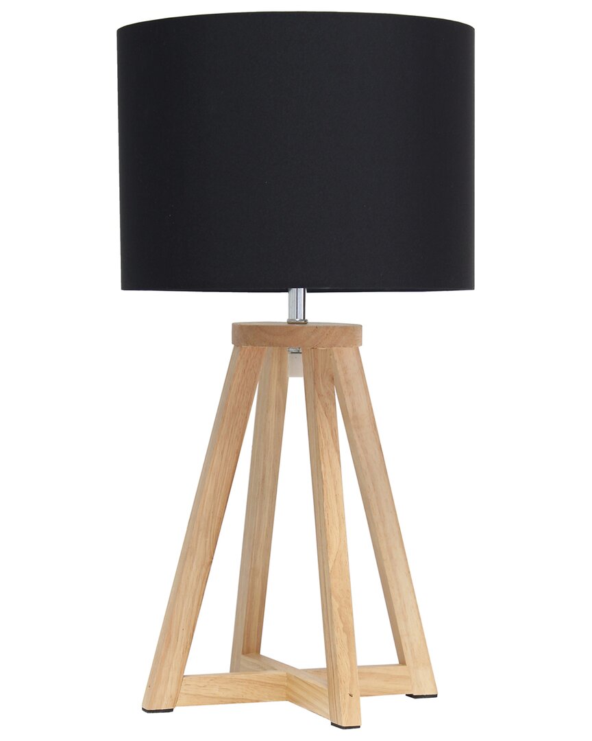 Lalia Home Laila Home Interlocked Triangular Natural Wood Table Lamp With Black Fabric Shade