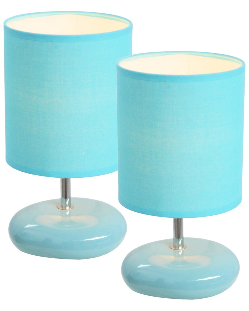 Lalia Home Laila Home Stonies Small Stone Look Table Bedside Lamp 2pk Set In Blue