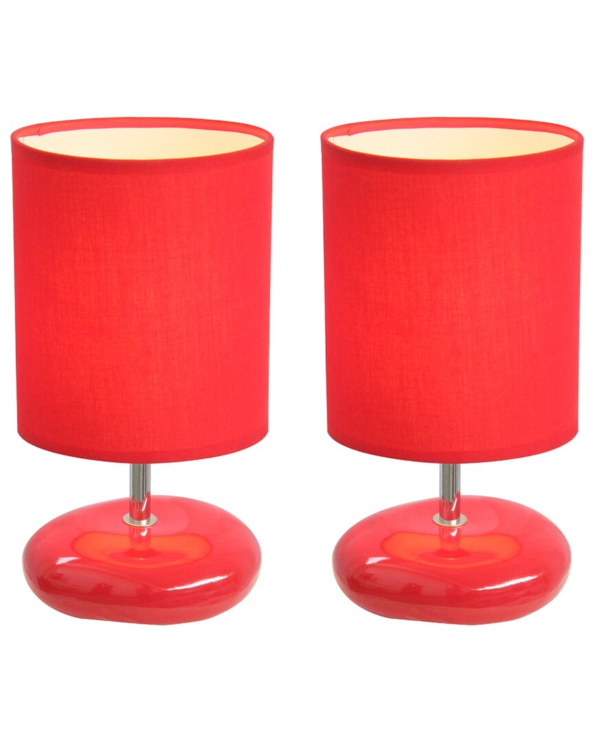 Lalia Home Laila Home Stonies Small Stone Look Table Bedside Lamp 2pk Set In Red