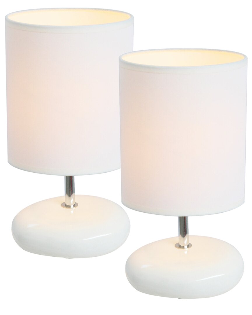 Lalia Home Laila Home Stonies Small Stone Look Table Bedside Lamp 2pk Set In White