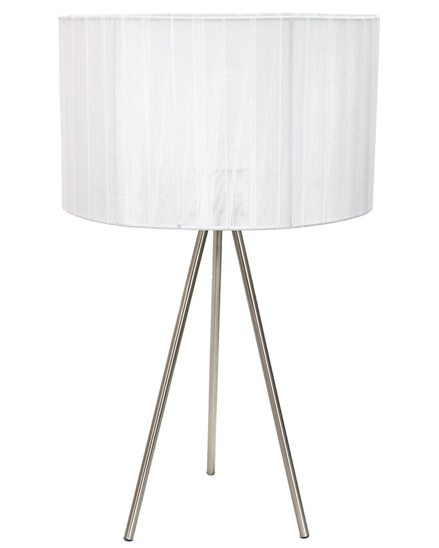 Lalia Home Laila Home Brushed Nickel Tripod Table Lamp With Pleated Silk Sheer Shade In Brown