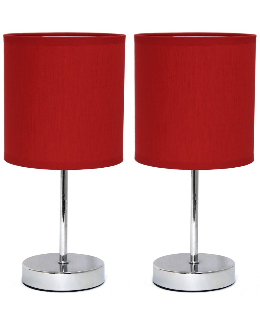 LALIA HOME LALIA HOME CHROME MINI BASIC TABLE LAMP WITH FABRIC SHADE 2PK SET