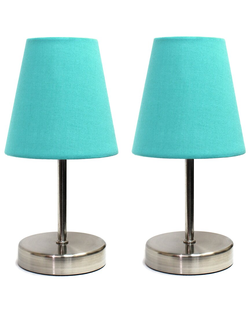 Lalia Home Laila Home Sand Nickel Mini Basic Table Lamp With Fabric Shade 2pk Set