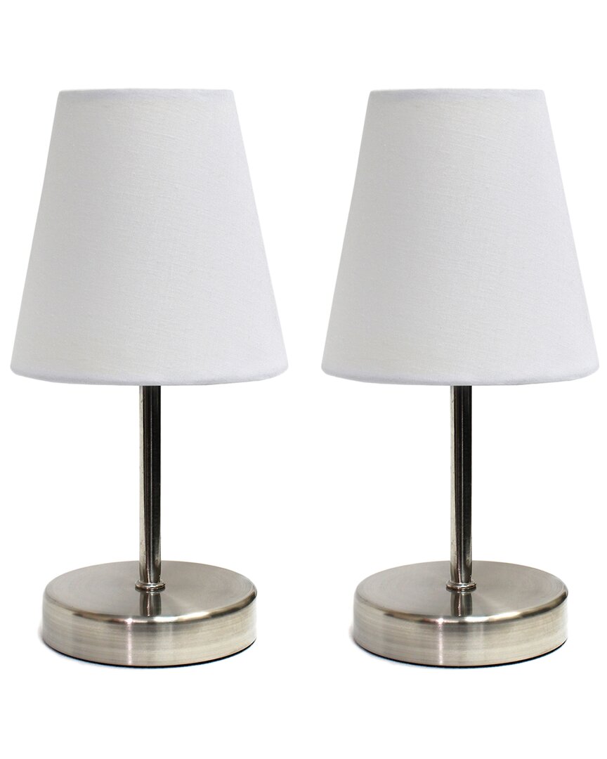 Lalia Home Laila Home Sand Nickel Mini Basic Table Lamp With Fabric Shade 2pk Set