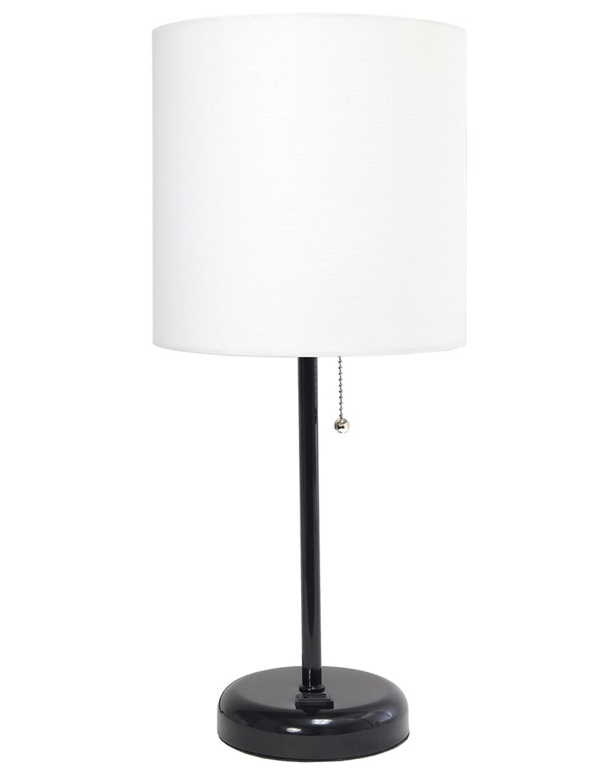 Lalia Home Laila Home Black Stick Lamp With Charging Outlet And Fabric Shade