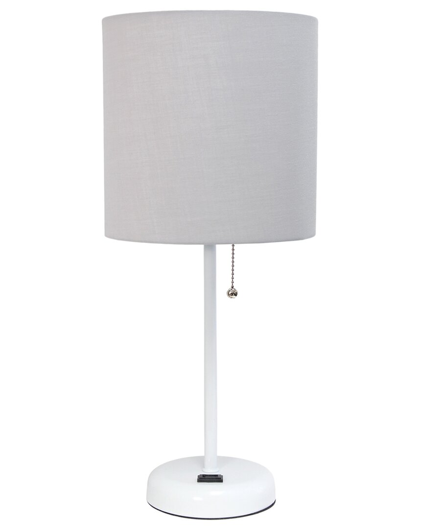 Lalia Home Laila Home Stick Lamp With Usb Charging Port And Fabric Shade In White