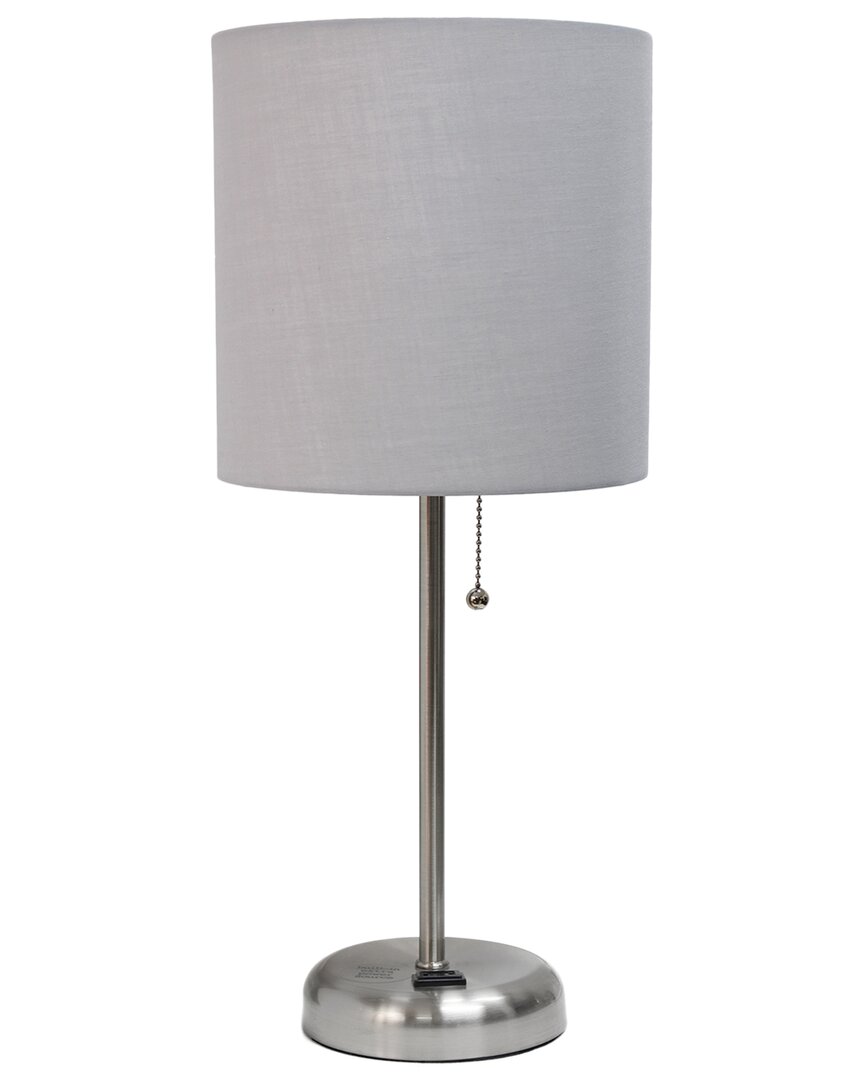 Lalia Home Laila Home Stick Lamp With Usb Charging Port And Fabric Shade In Grey