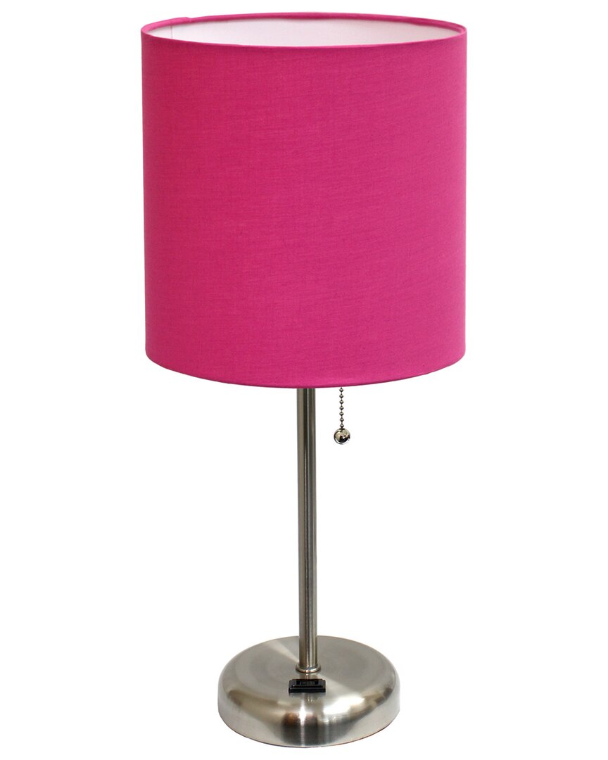 Lalia Home Laila Home Stick Lamp With Charging Outlet And Fabric Shade In Brown