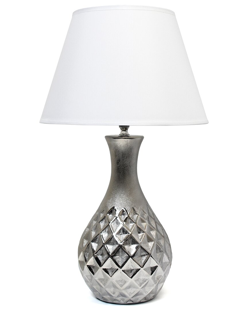 Lalia Home Laila Home Juliet Ceramic Table Lamp With Metallic Silver Base And White  Fabric Shade