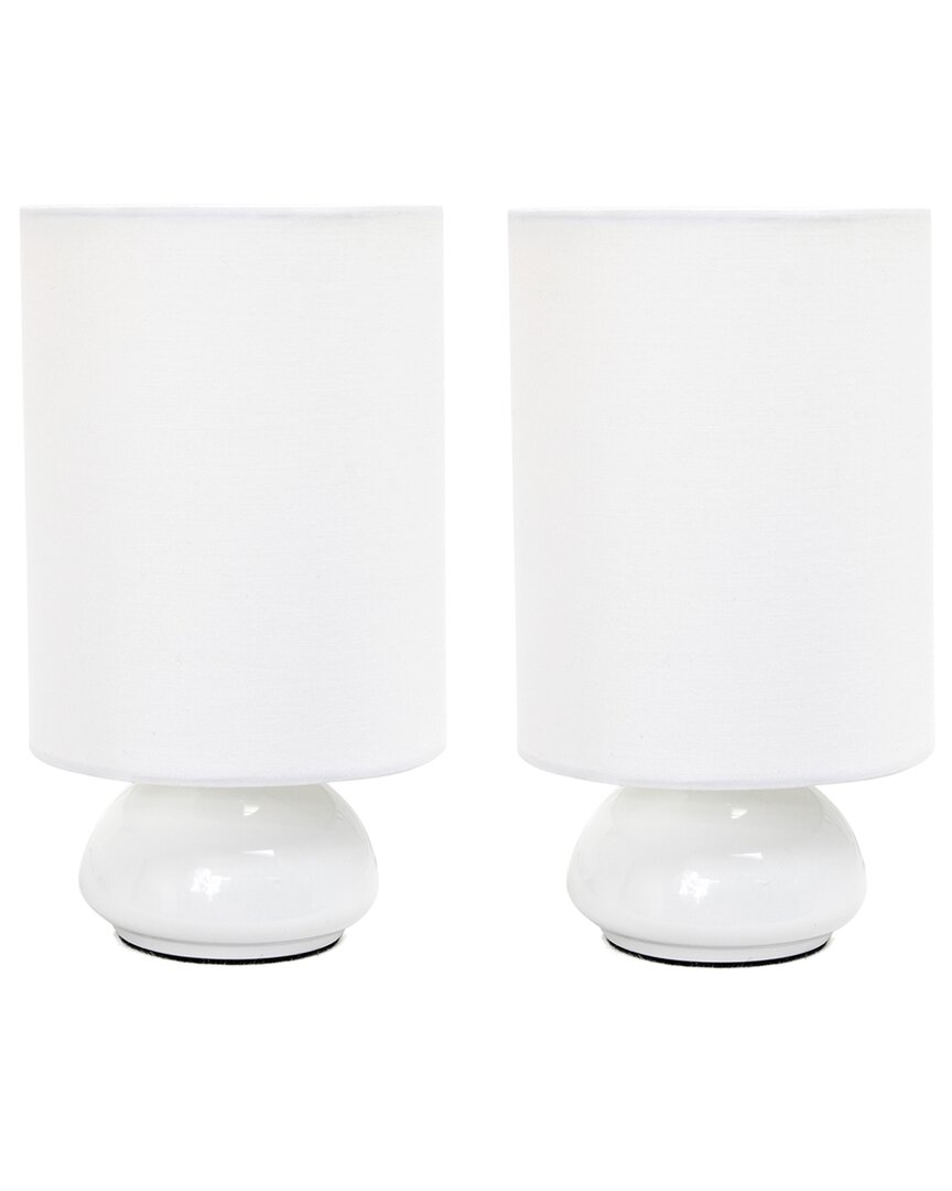 Lalia Home Laila Home Gemini Colors 2pk Mini Touch Table Lamp Set With Fabric Shades In White