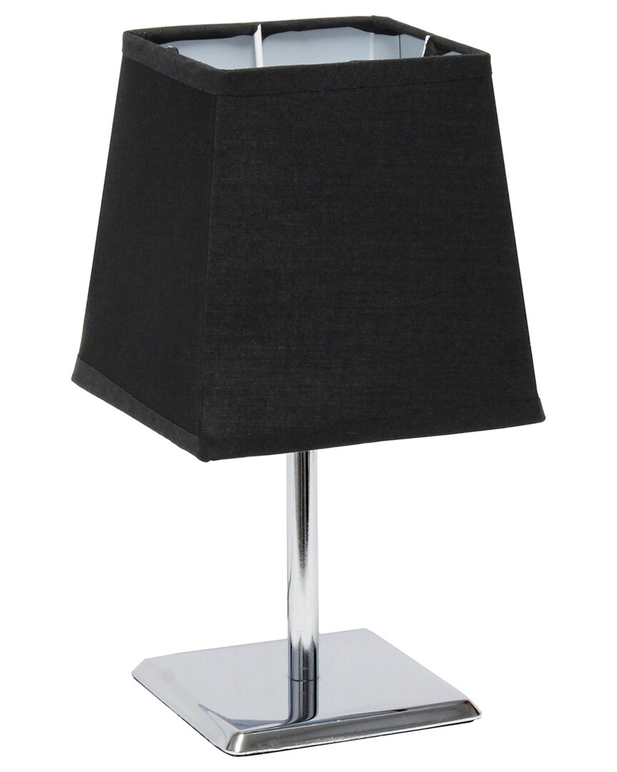 Lalia Home Laila Home Mini Chrome Table Lamp With Squared Empire Fabric Shade In Black