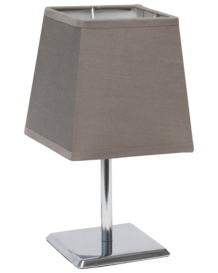 Lalia Home Laila Home Mini Chrome Table Lamp With Squared Empire Fabric Shade In Grey