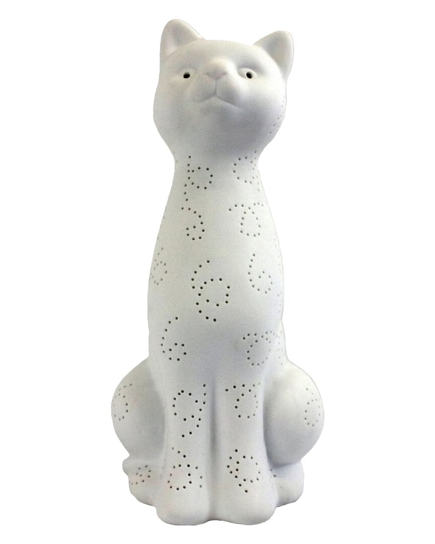 Lalia Home Laila Home Porcelain Kitty Cat Shaped Animal-light Table Lamp In White