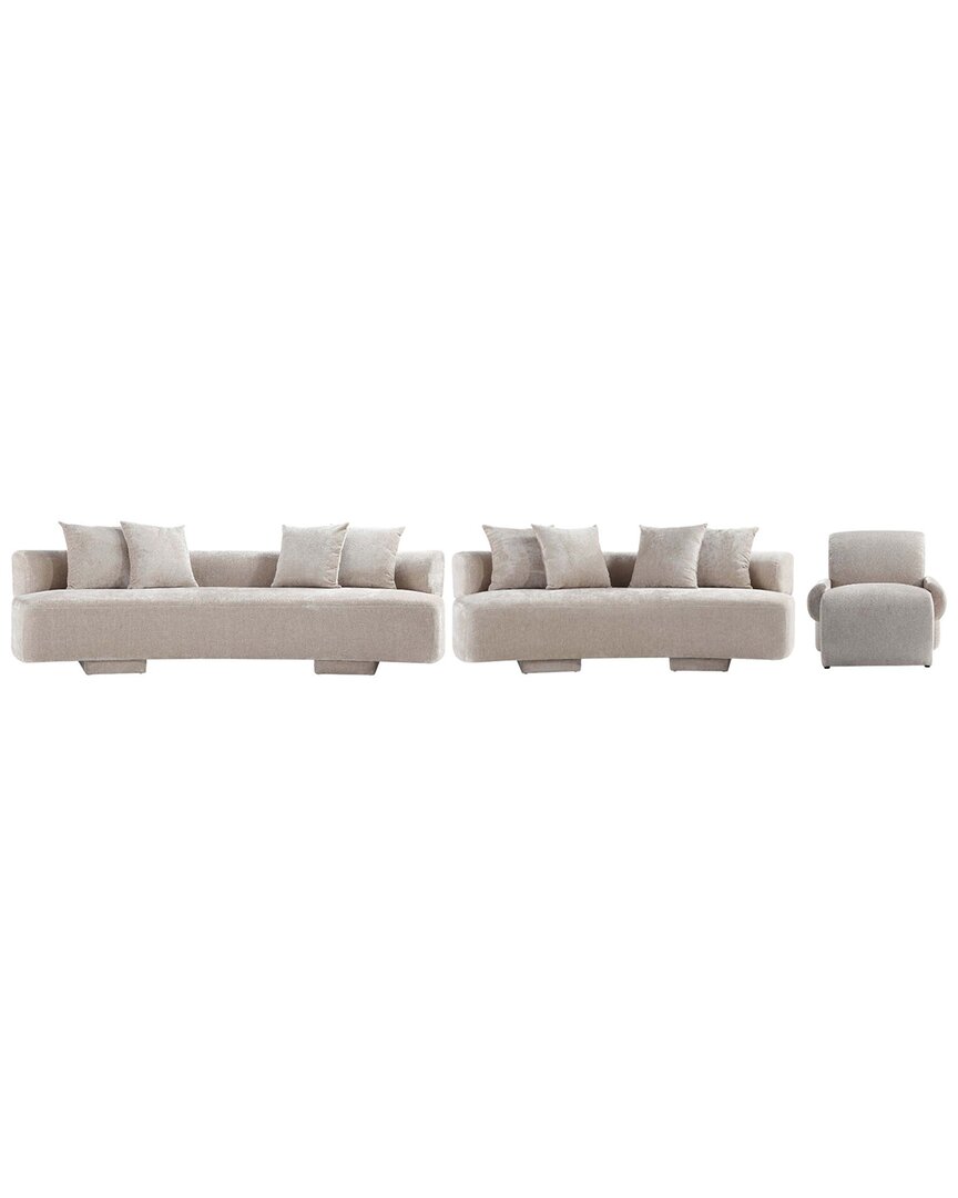 Manhattan Comfort 3- Piece Modern Verandah Chenill In Multi