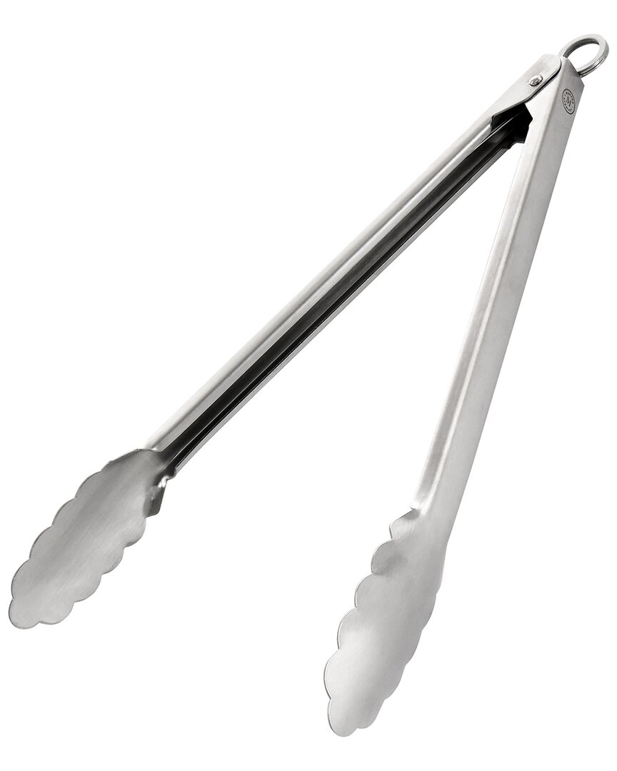 Martha Stewart Stainless Steel Easy-lock Extra Long Kitchen Tongs In Silver