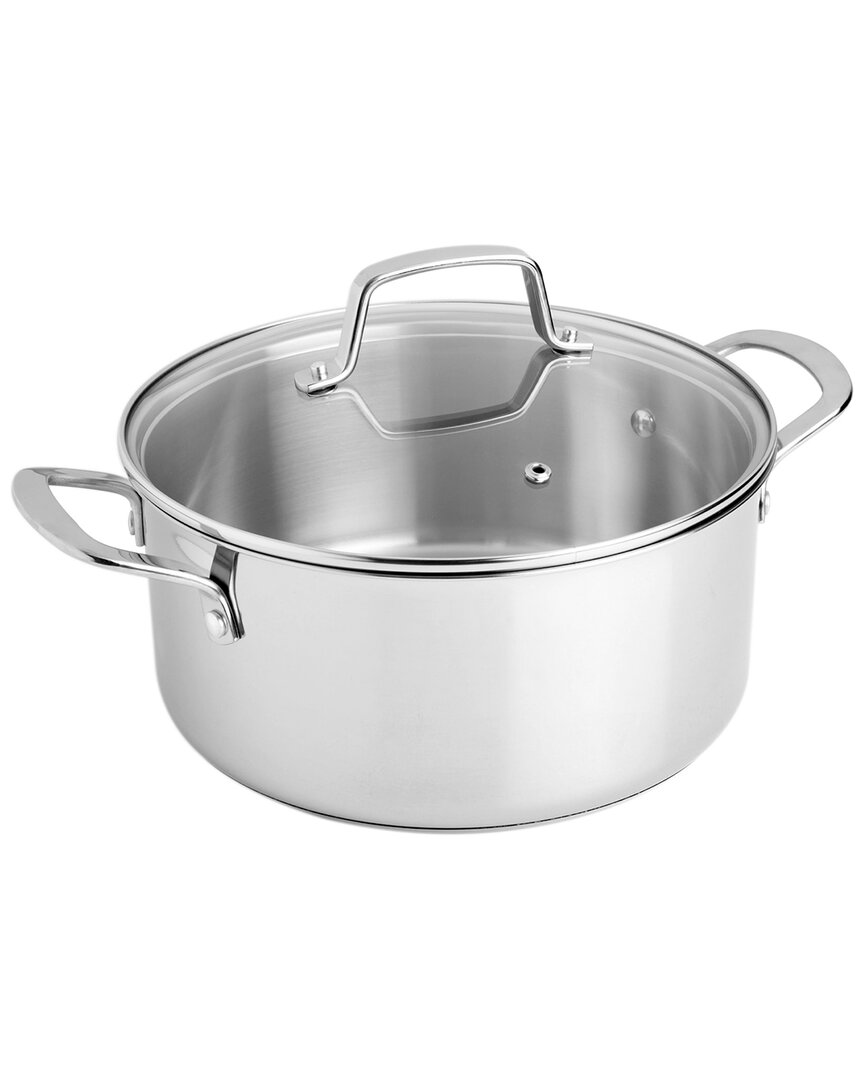 Martha Stewart 5qt Stainless Steel Dutch Oven With Vented Glass Lid In Silver
