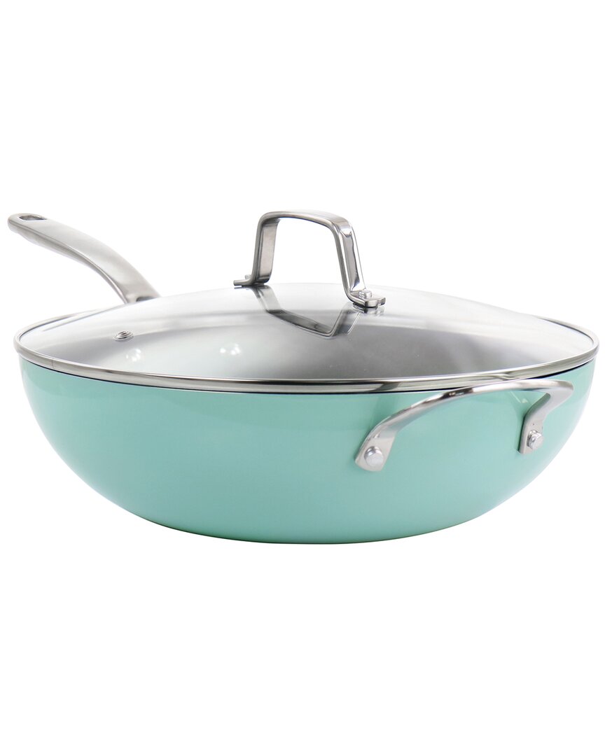 Martha Stewart 12in Aluminum Nonstick Essential Pan With Lid In Turquoise