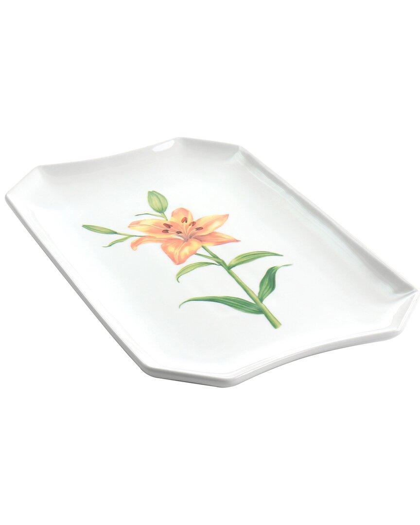 Martha Stewart Botanical Garden 14in Fine Ceramic Serving Platter In White