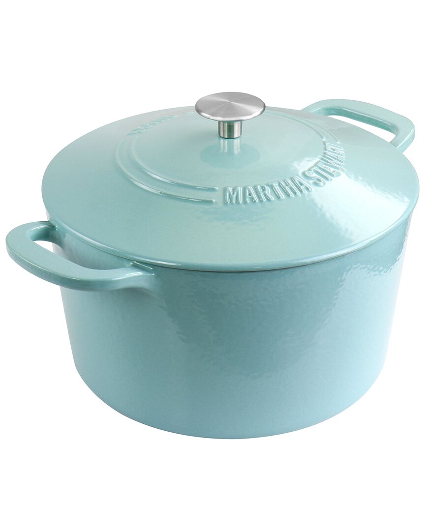 Martha Stewart Enameled Cast Iron 7qt Dutch Oven With Lid In Turquoise