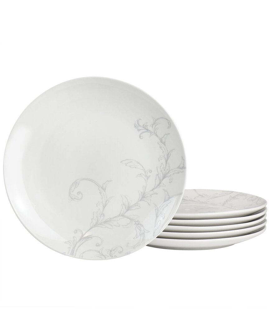 Martha Stewart 10.5in Fine Ceramic 6pc Decorated Dinner Plates In White