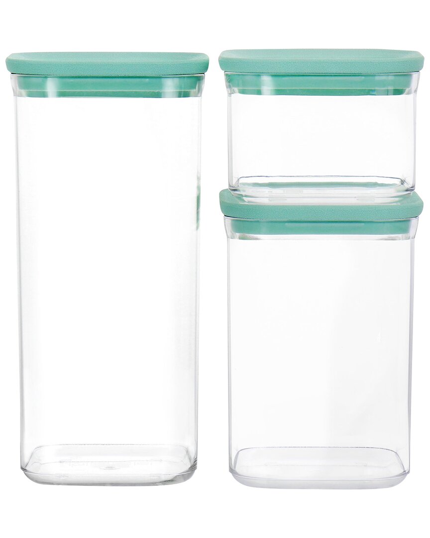 Martha Stewart 3pc Plastic Stackable Container Set In Mint