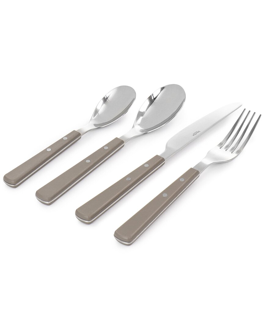 Shop Martha Stewart Garden Cottage 16pc Stainless Steel Flatware Set In Taupe