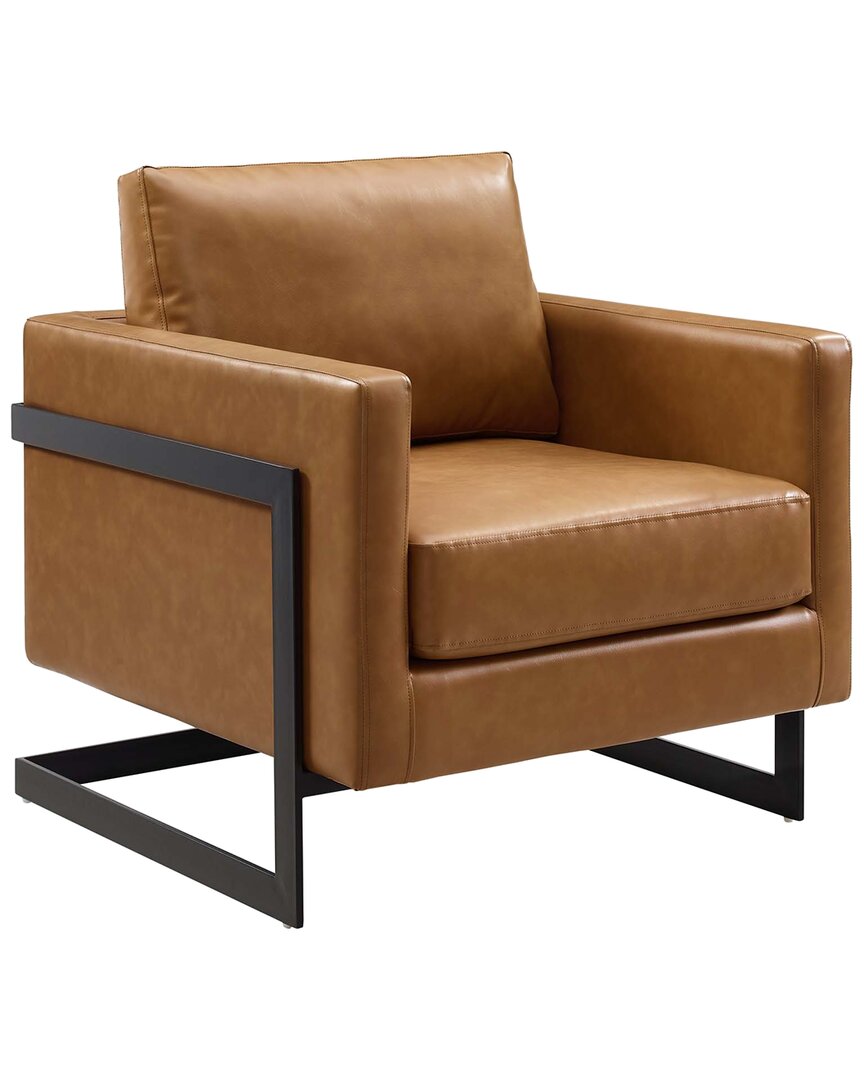 Modway Posse Vegan Leather Accent Chair In Black