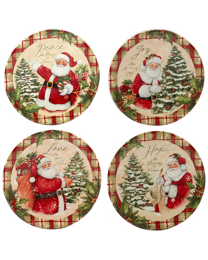 Certified International Holiday Wishes Set Of 4 Canape Plate