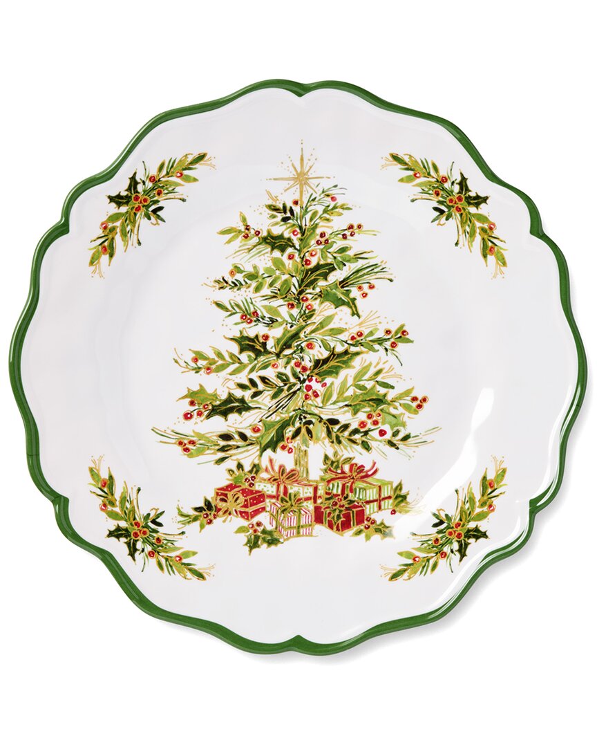 Certified International Holly Tree Set Of 4 Melamine Dinner Plates In White