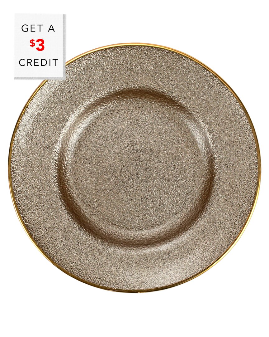 Shop Vietri Metallic Glass Fawn Salad Plate With $3 Credit In Taupe