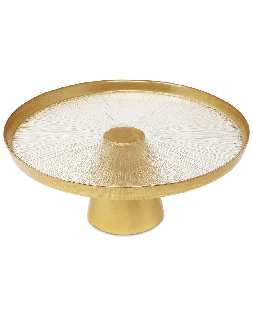 Alice Pazkus Footed Cake Plate Glass And Gold