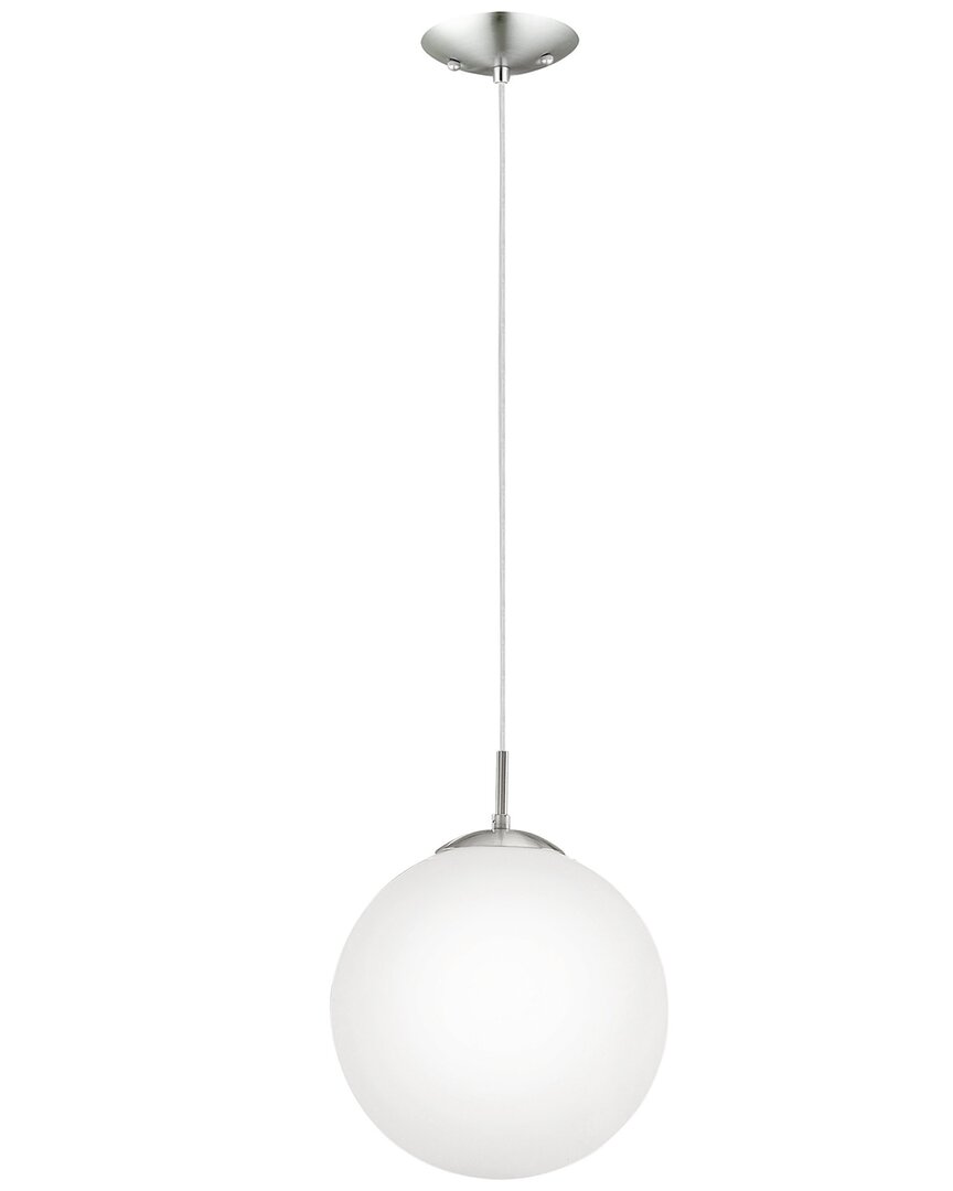 Eglo Rondo 1 Light Pendant With Matte Nickel Finish & Opal Glass