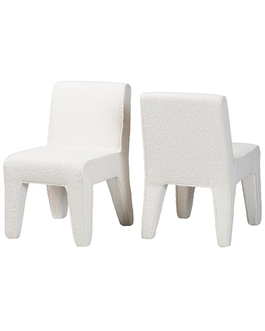 Baxton Studio Set Of 2 Helios Boucle Dining Chairs In White