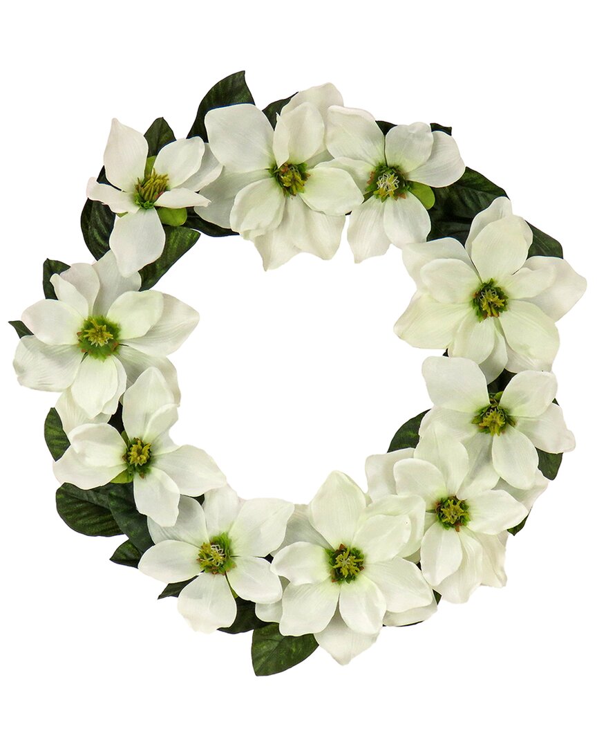 Shop National Tree Company 24in Cream Magnolia Flowers Wreath