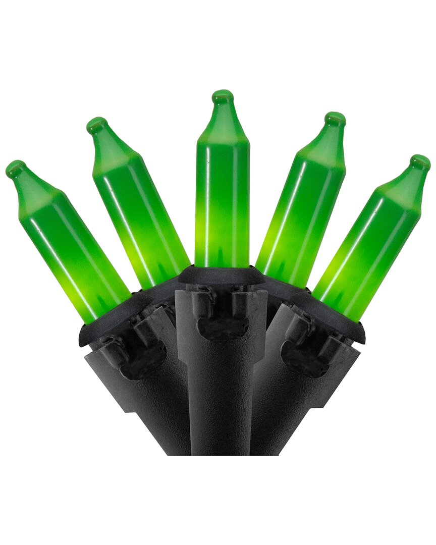 Northern Lights Northlight 50 Count Opaque Green Mini Christmas Light Set 24.5ft Black Wire In Green