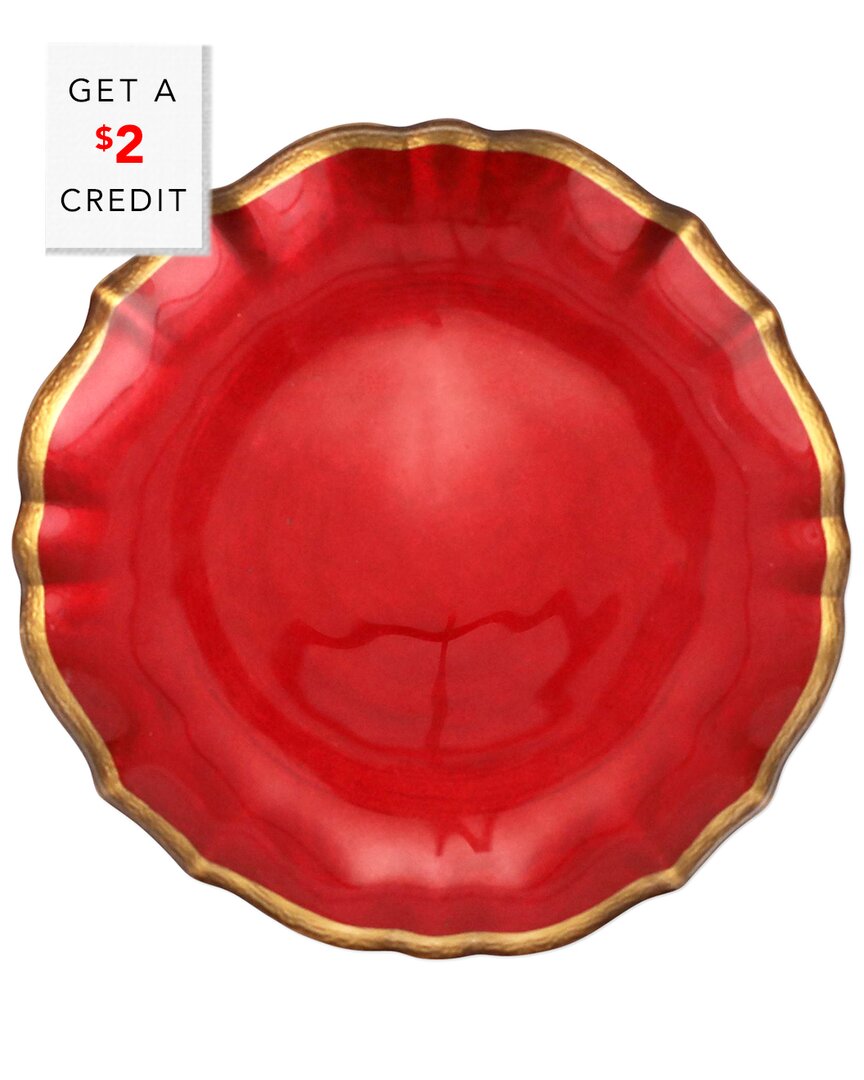 Vietri Viva By  Baroque Glass Cocktail Plate With $2 Credit In Red