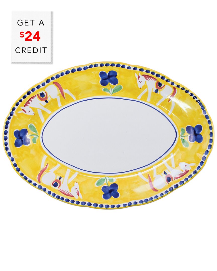 Shop Vietri Campagna Cavallo Oval Platter With $24 Credit In Yellow