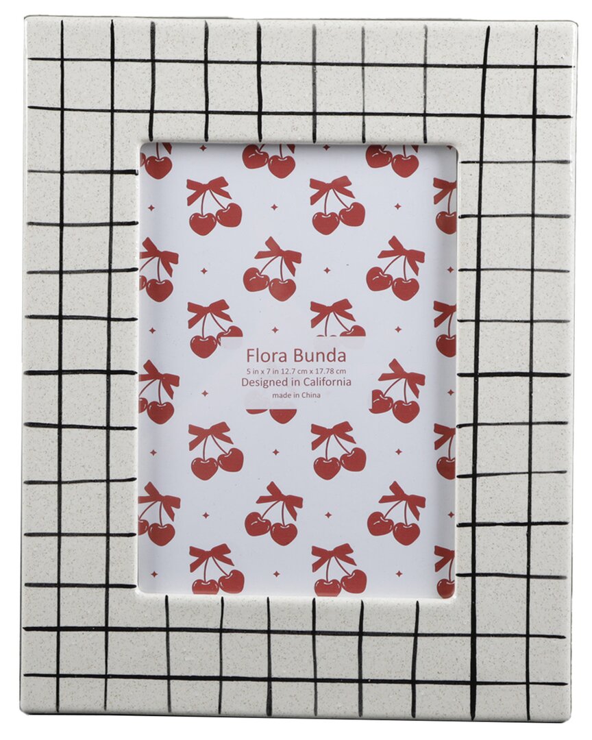 Flora Bunda 5x7 Checker Line Ceramic Photo Frame In Multi